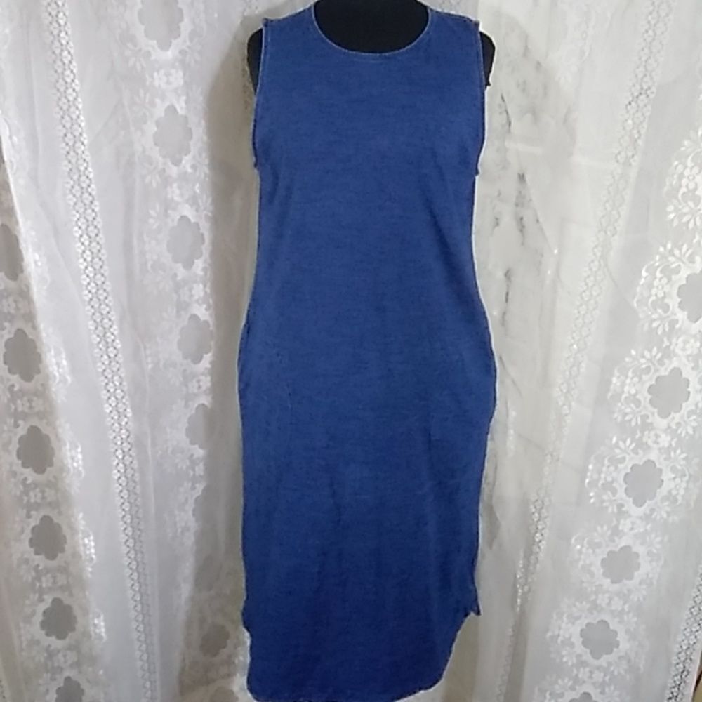 Pure Jill Indigo 100% Cotton Den Women's Dress Size S - Picture 4 of 14